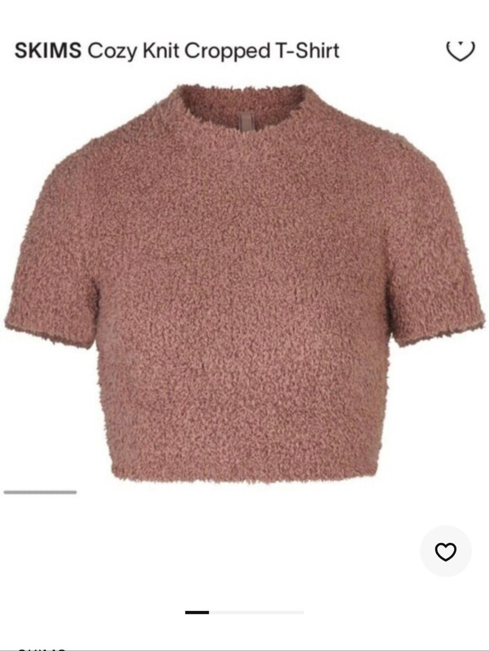 SKIMS Cozy Knit Cropped T-Shirt in Desert Tan Size Small